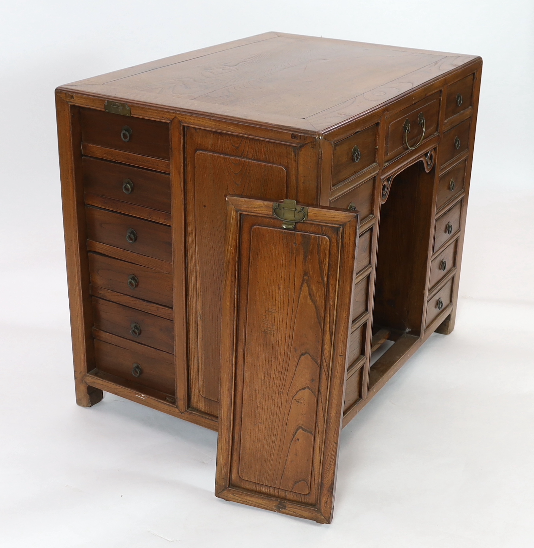 A Chinese jumu kneehole desk, late Qing dynasty